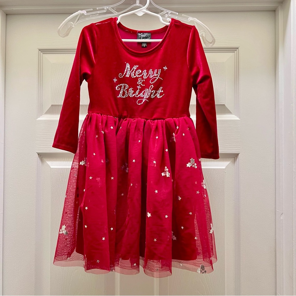 Pink & Violet Girl Holiday Dress Merry and Bright - size 6